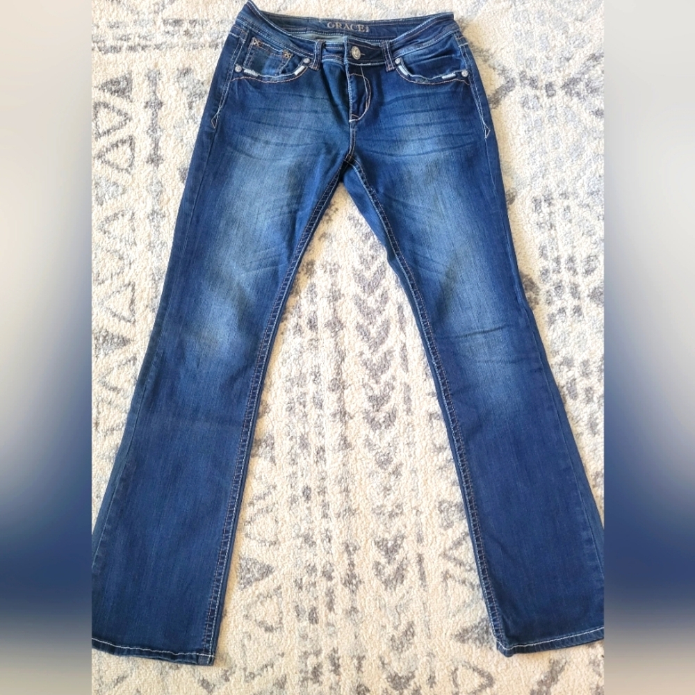 Grace In L.A. Dark Wash Women's Blue Jeans Sz. 30